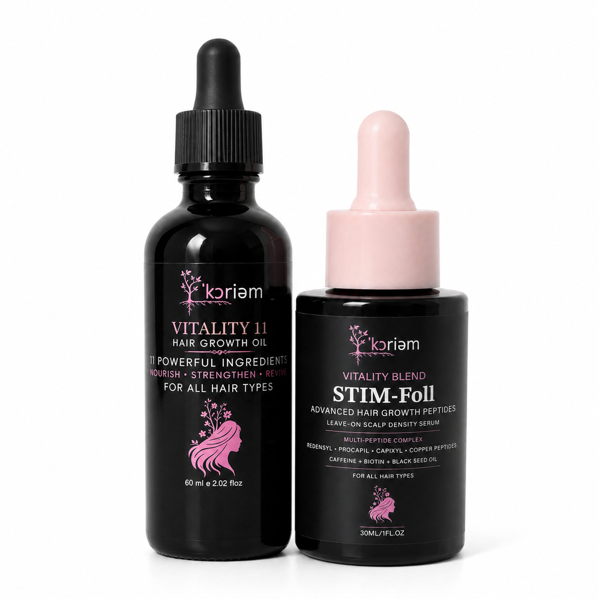 Koriem Targeted Density Duo with Vitality 11 scalp oil and STIM-Foll peptide serum