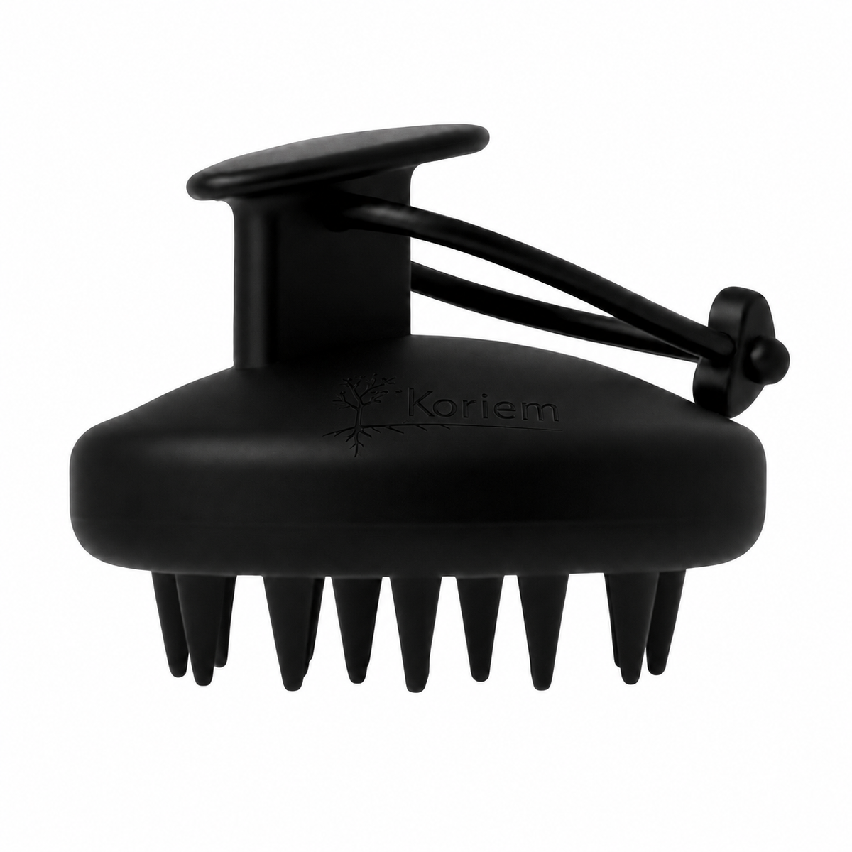 Koriem black scalp massage brush with storage lanyard