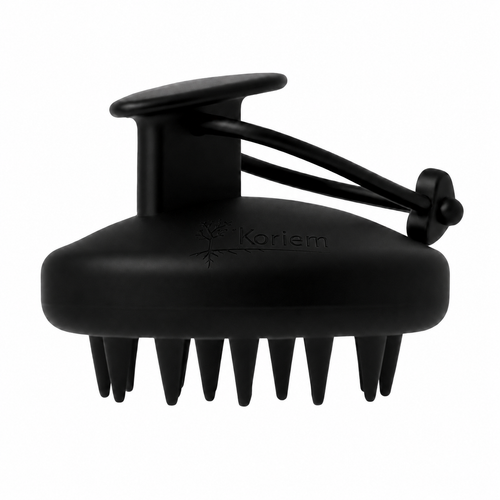 Koriem black scalp massage brush with storage lanyard