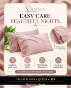 Dream Bloom bamboo pillowcase easy machine-washable care