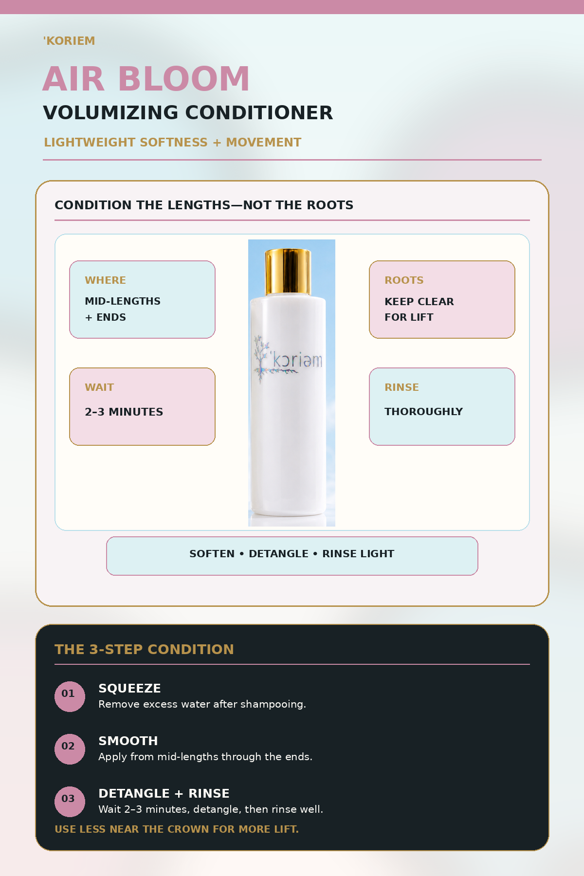 Koriem Air Bloom Volumizing Conditioner three-step routine