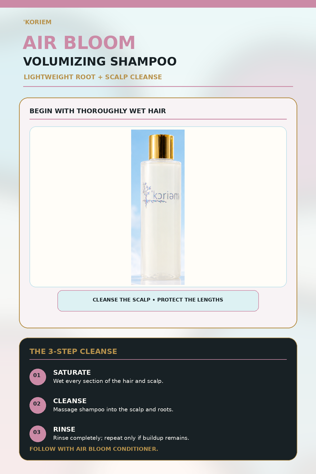 Air Bloom Volumizing Trio shampoo cleanse step