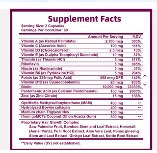 Supplement Facts for ’Koriem Full Body Wellness Boost