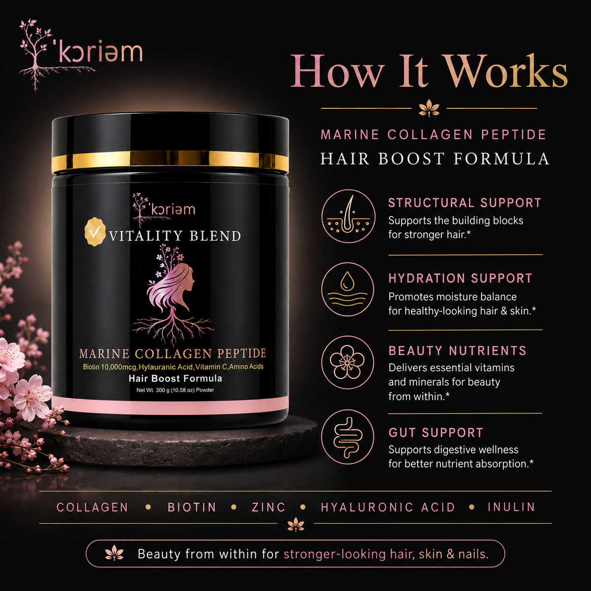 How ’Koriem Marine Collagen Peptide supports hair skin and wellness