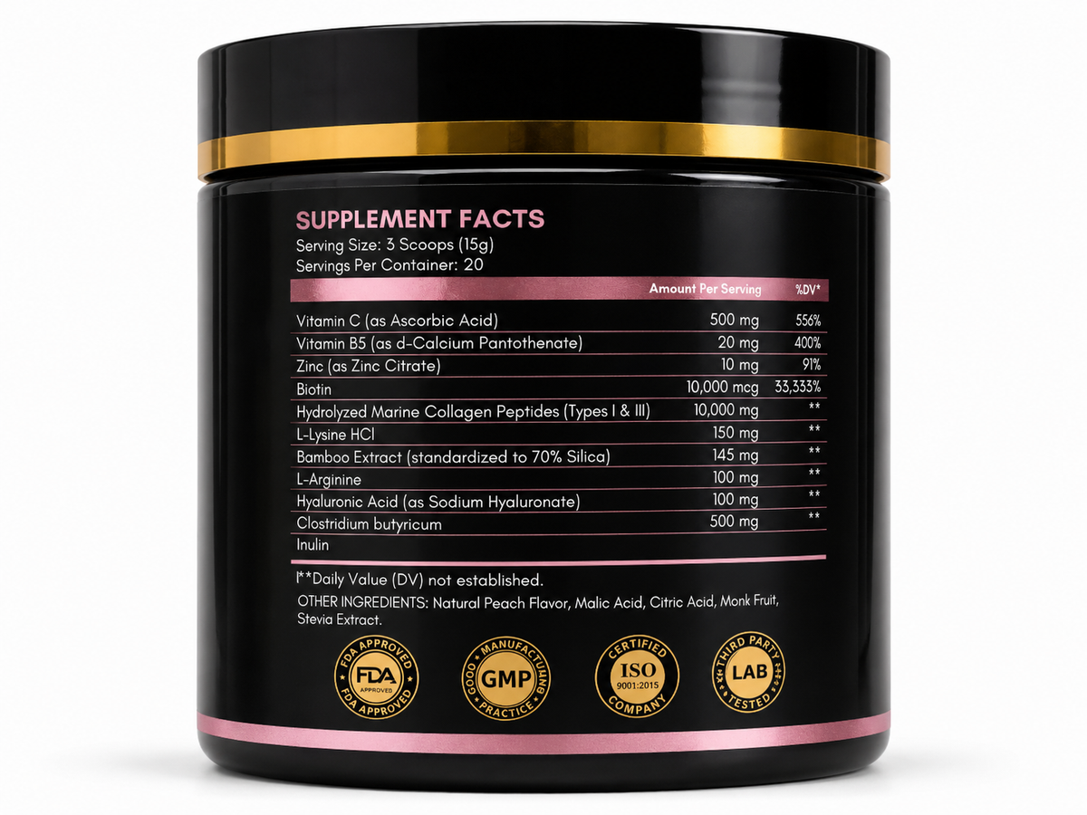 Supplement Facts for ’Koriem Marine Collagen Peptide Hair Boost Formula