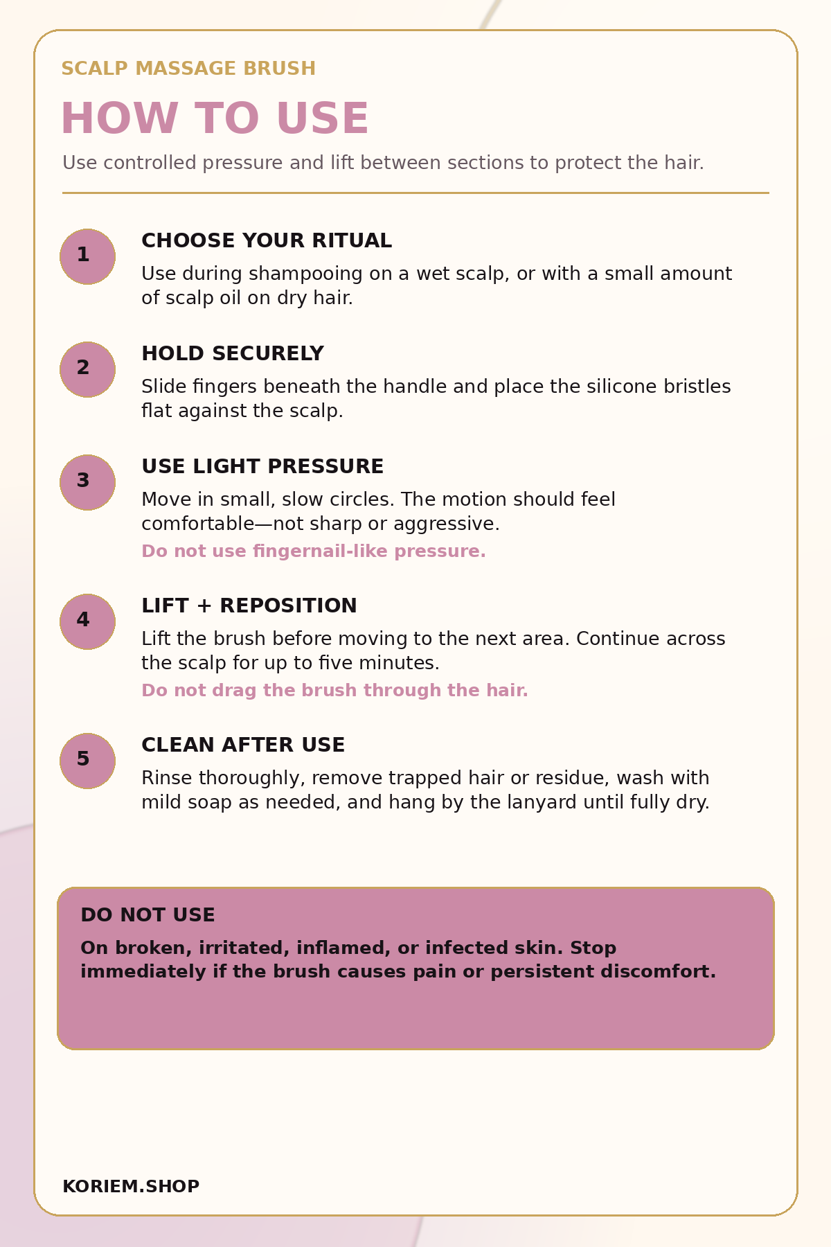 How to use and care for the Koriem scalp massage brush