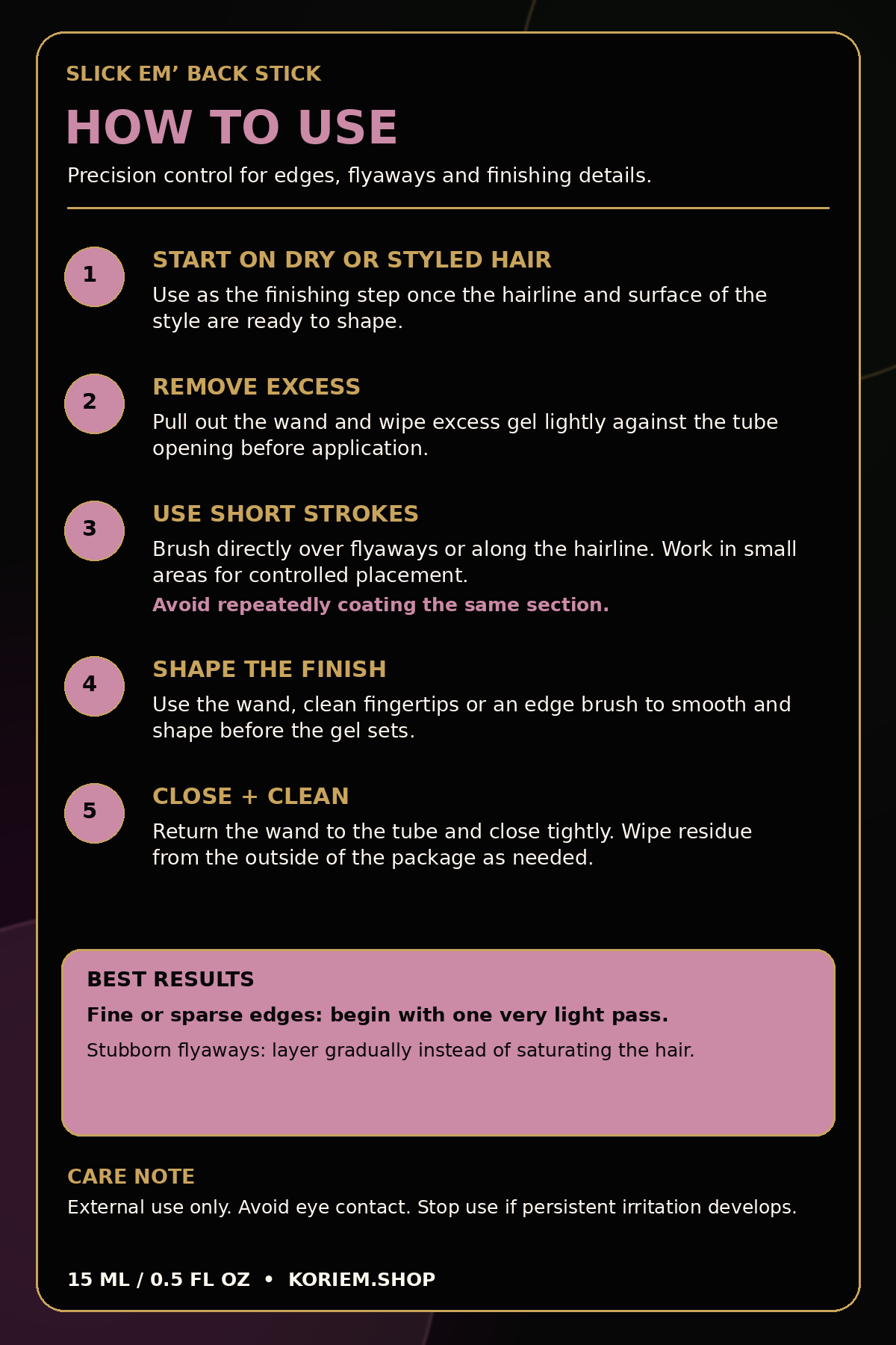 How to use Koriem Slick Em Back finishing wand
