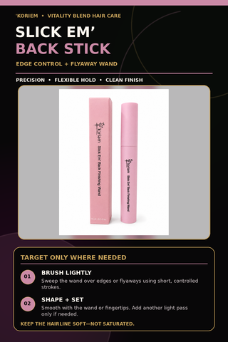 Koriem Slick Em Back edge control and flyaway wand routine