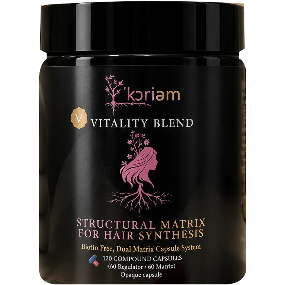 ‘Koriem Dual Matrix Hair Synthesis Vitamin — Regulator Matrix and Structural Matrix capsules, biotin-free 30-day supply