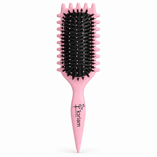 Pink ‘Koriem Curl Bloom Detangling and Defining Brush with black bristles and pointed sectioning handle