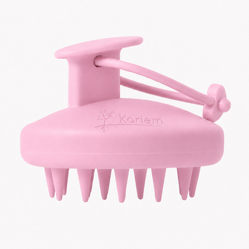 Koriem pink scalp massage brush with storage lanyard